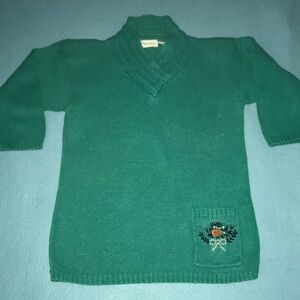 𝅺SHENANIGANS V neck knit sweater embroidered flower bouquet on pocket size S